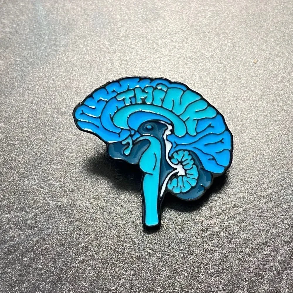 Think Blue Brain Enamel Pin/ Brooch